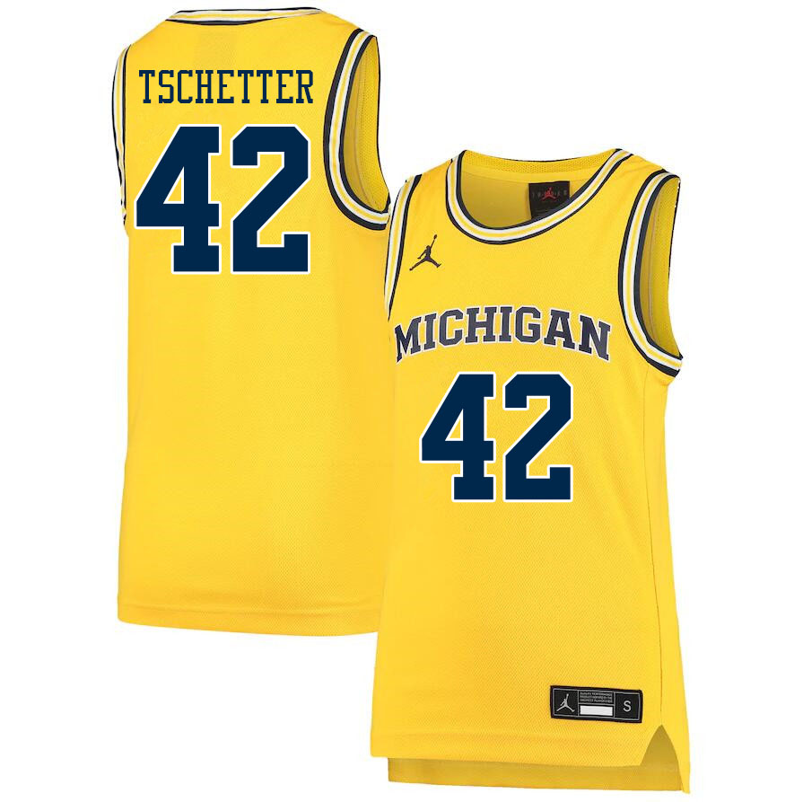 Men #42 Will Tschetter Michigan Wolverines College Basketball Jerseys Sale-Yellow - Click Image to Close
